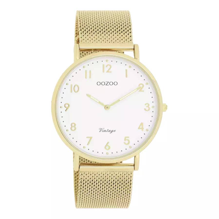 Γυναικείο ρολόι OOZOO Timepieces C20342 μεταλλικό Επίχρυσο με επίχρυσο mesh μπρασελέ