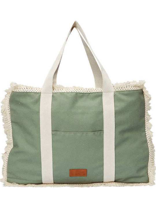 Achilleas Accessories Τσάντα Θαλάσσης με Ethnic σχέδιο Πράσινη 95001550-21