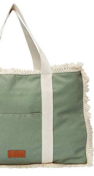 Achilleas Accessories Τσάντα Θαλάσσης με Ethnic σχέδιο Πράσινη 95001550-21