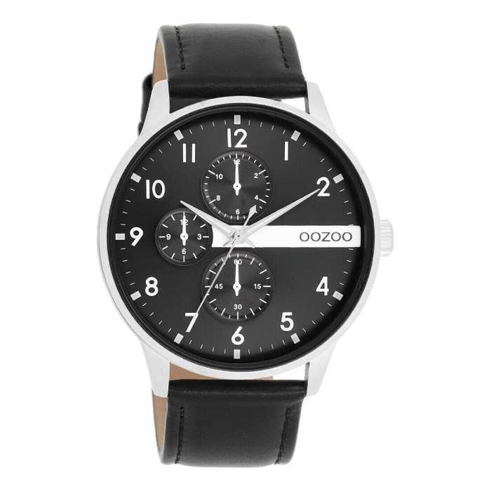 Ρολόι Ανδρικό Black Leather Strap C11309 Oozoo
