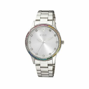 Γυναικείο ρολόι Loisir Shade 11L03-00487 με ατσάλινο μπρασελέ, ασημί καντράν και πολύχρωμα κρύσταλλα