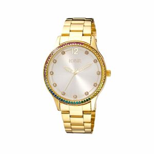 Γυναικείο ρολόι Loisir Shade 11L05-00630 με επίχρυσο ατσάλινο μπρασελέ, ασημί καντράν και πολύχρωμα κρύσταλλα