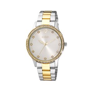 Γυναικείο ρολόι Loisir Shade 11L05-00631 με δίχρωμο ατσάλινο μπρασελέ, ασημί καντράν και λευκά κρύσταλλα