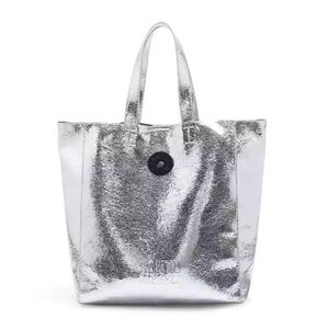 Le Pandorine Γυναικεία Τσάντα Shopper Ώμου Ασημί 24XPELBD-05