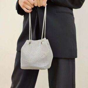 Βραδινό τσαντάκι ασημί με στρας 8839 fabulous