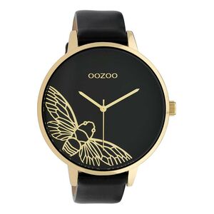 OOZOO Timepieces XXL Gold Black Leather Strap C10079