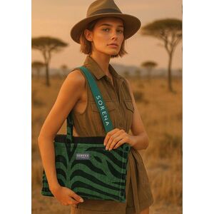 SORENA ΜΕΣΑΙΑ ΤΣΑΝΤΑ TOTE ANIMAL VELVET PETROL SBMT-0016-0017