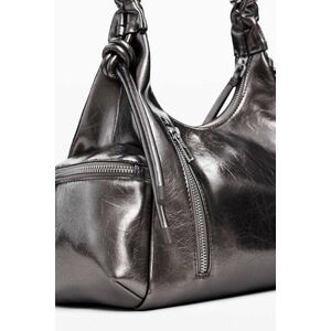 Γυναικεία Μεταλλική μεσαία τσάντα με λογότυπο 3D και σουρωτό λουρί 25WAXPAS/9225U