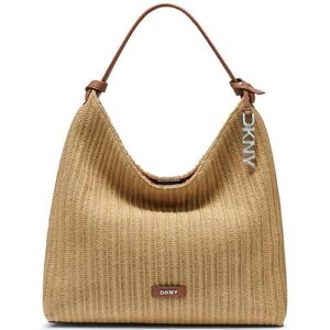 DKNY PAULA HOBOS HANDBAG R61COO07 M1K6-NATURAL/SADDLE - Εκκρού