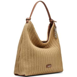DKNY PAULA HOBOS HANDBAG R61COO07 M1K6-NATURAL/SADDLE - Εκκρού