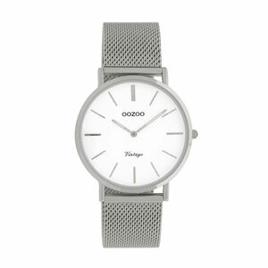 Γυναικείο ρολόι OOZOO C9902 Vintage με λευκό καντράν και μπρασελέ Ασημί